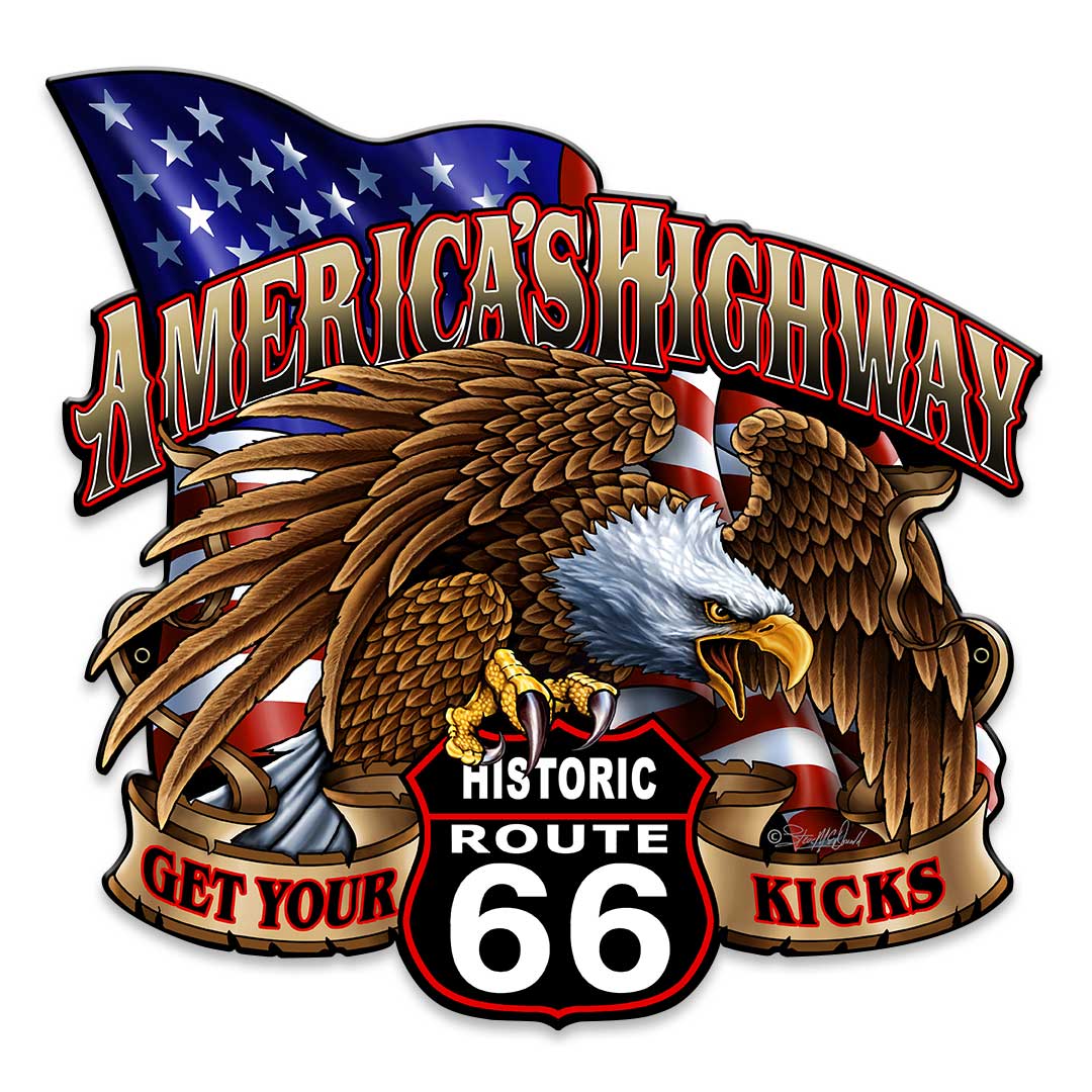 America's Highway Route 66 Vintage Sign