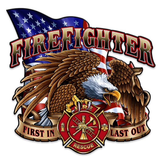Fire Fighter Eagle Vintage Sign