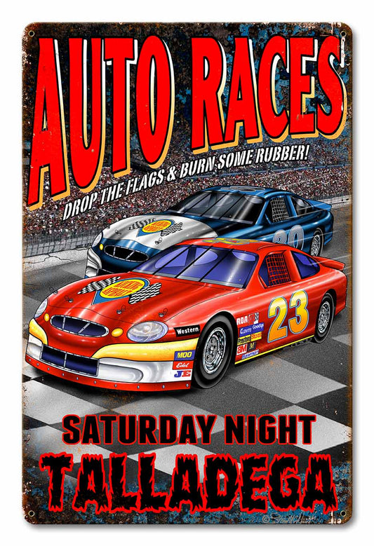 Auto Races Vintage Sign