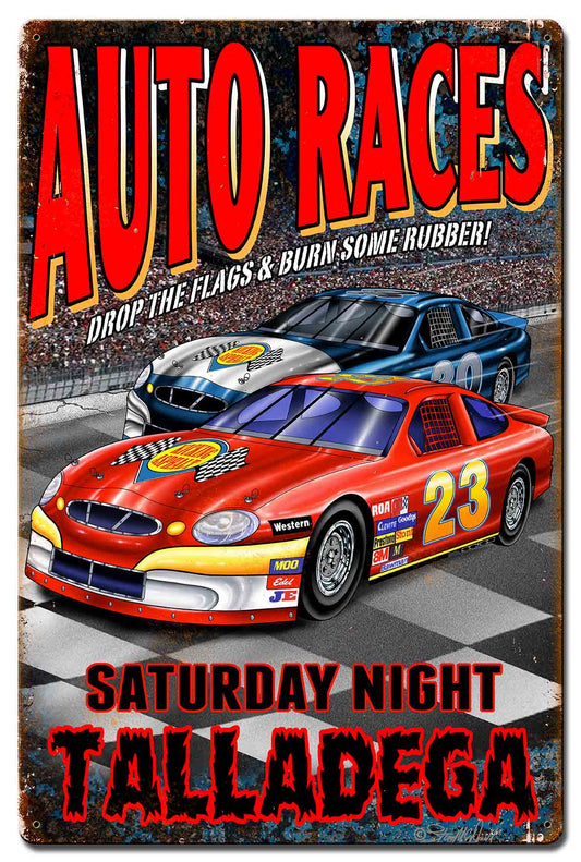 Auto Races Vintage Sign