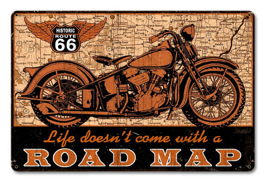 Road Map bike Vintage Sign