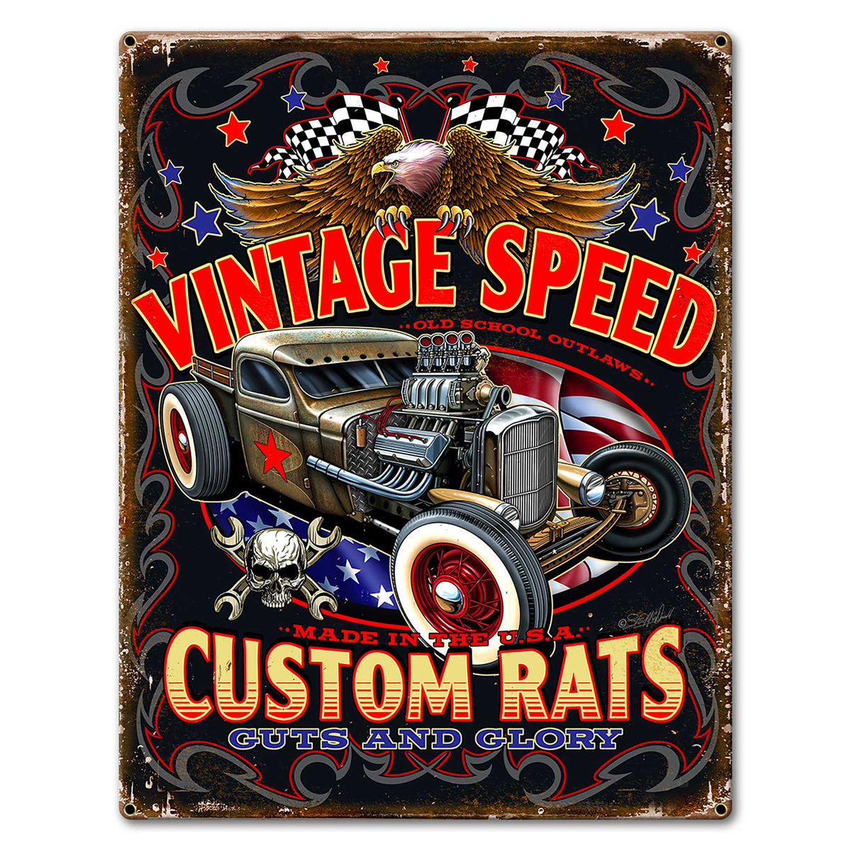 Vintage Speed 12 x 16 Custom Shape