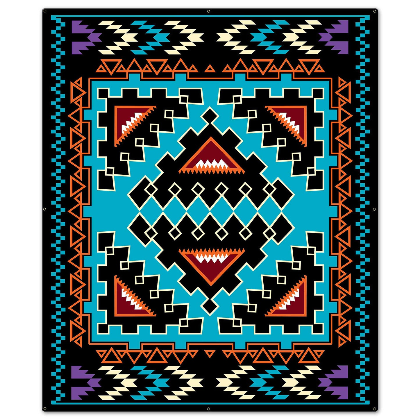 Turqoise Blanket Look 40 x 48 Custom Shape