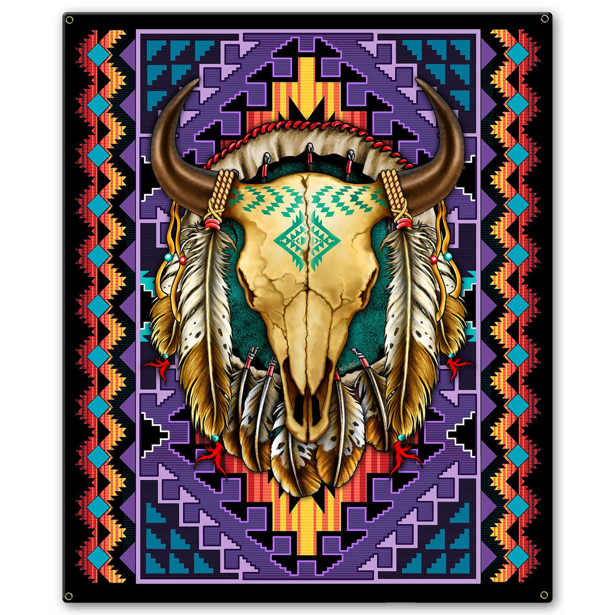 Buffalo Skull Blanket Look 20 x 24 Custom Shape
