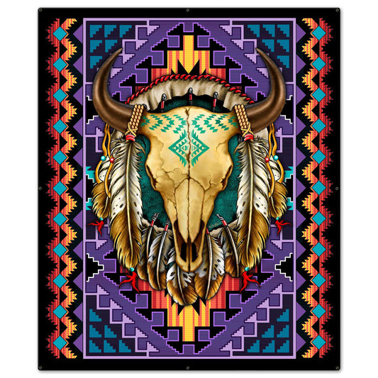 Buffalo Skull Blanket Look 30 x 36 Custom Shape