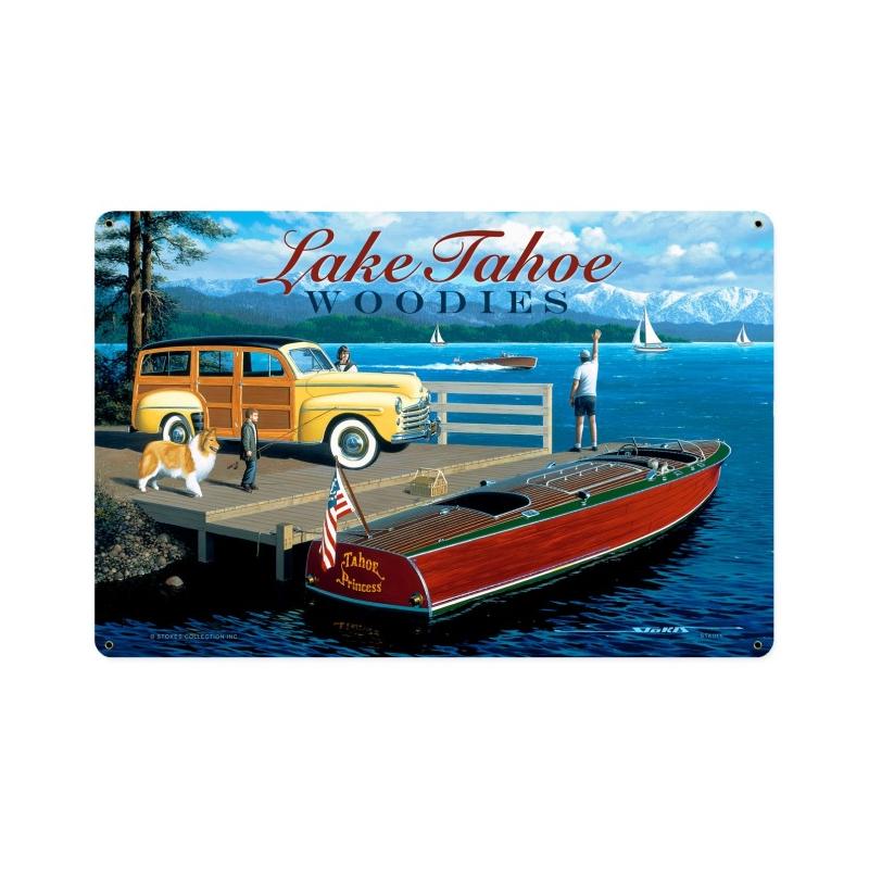 Lake Tahoe Woodies Vintage Sign