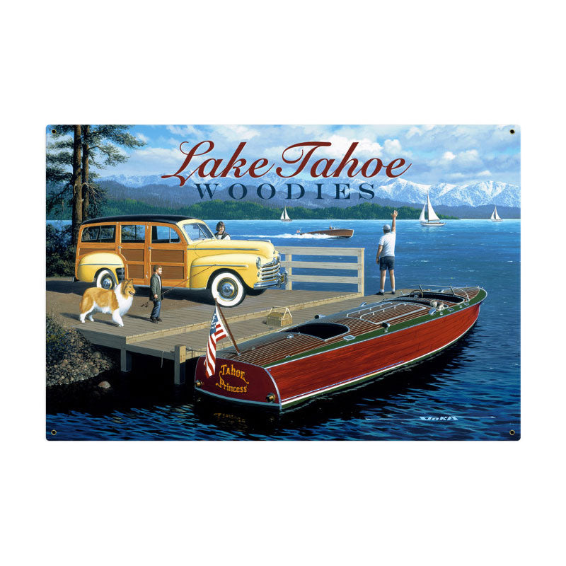 Lake Tahoe Woodies Vintage Sign