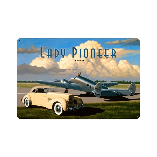 Lady Pioneer Vintage Sign