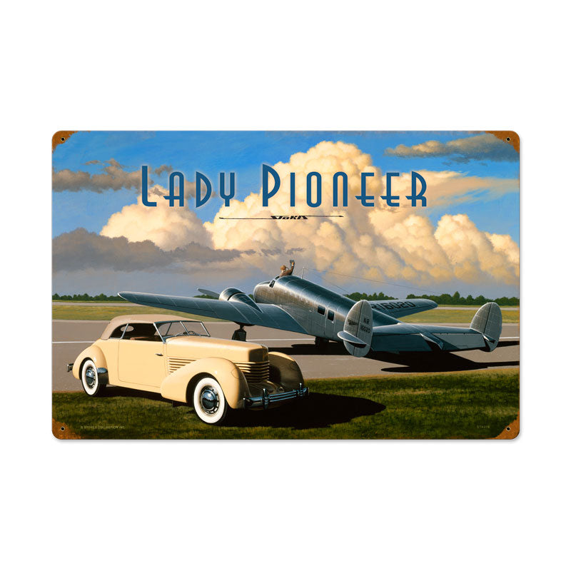 Lady Pioneer Vintage Sign