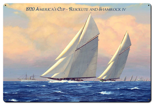 AM Cup Resolute Shamrock IV Vintage Sign