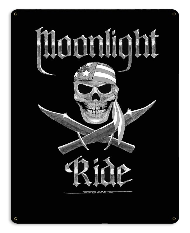 MOONLIGHT RIDE BW Vintage Sign