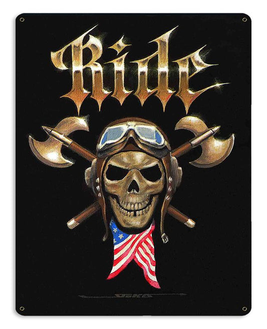 RIDE SKULL Vintage Sign