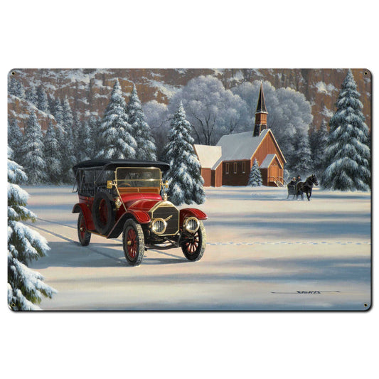 1912 Pierce Arrow Winter 36 X 24 vintage metal sign