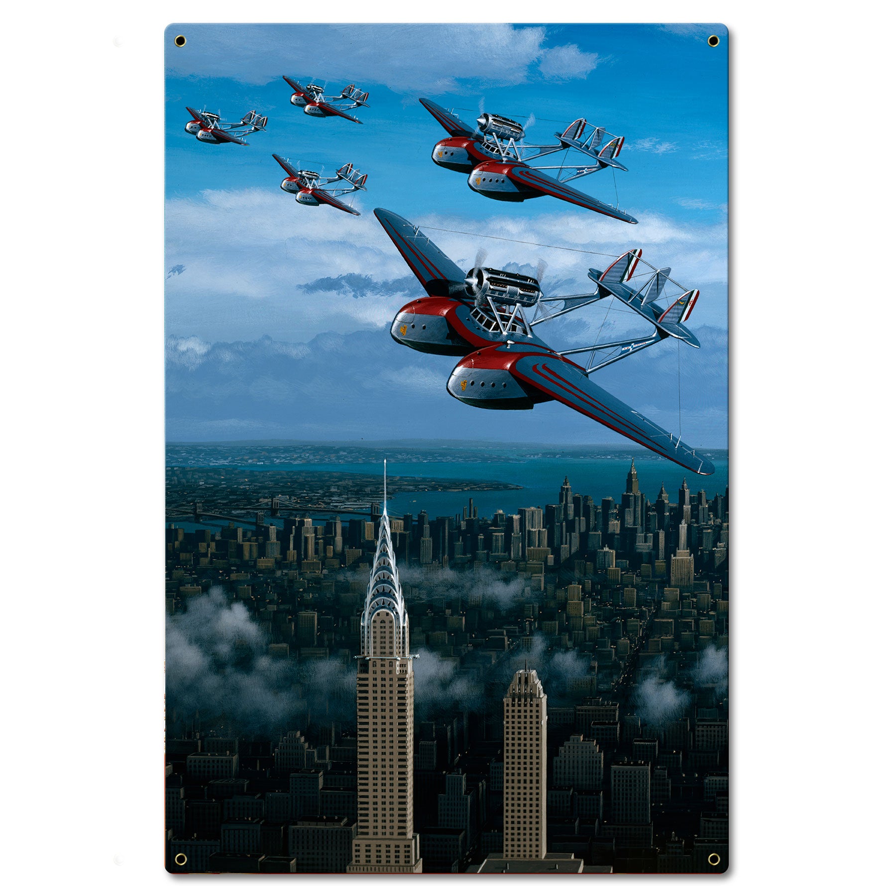Planes Over New York 16 X 24 vintage metal sign