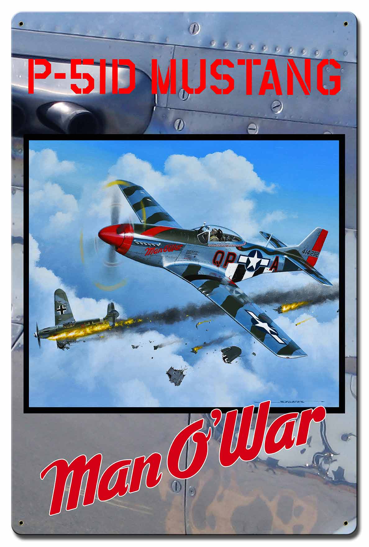 Man O War 16 X 24 vintage metal sign