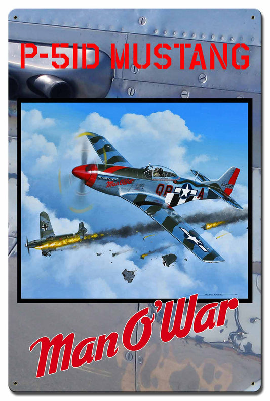 Man O War 16 X 24 vintage metal sign