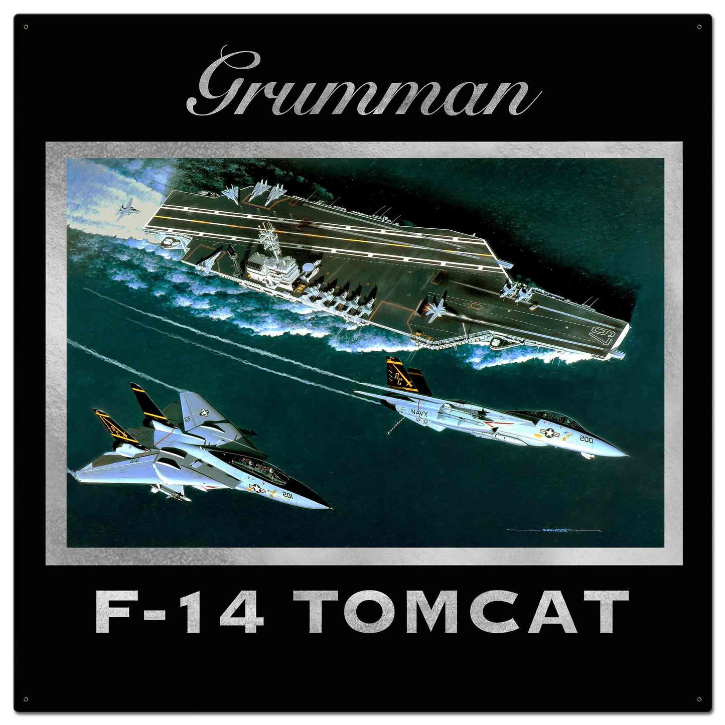 F-14 Grumman 36 X 36 vintage metal sign