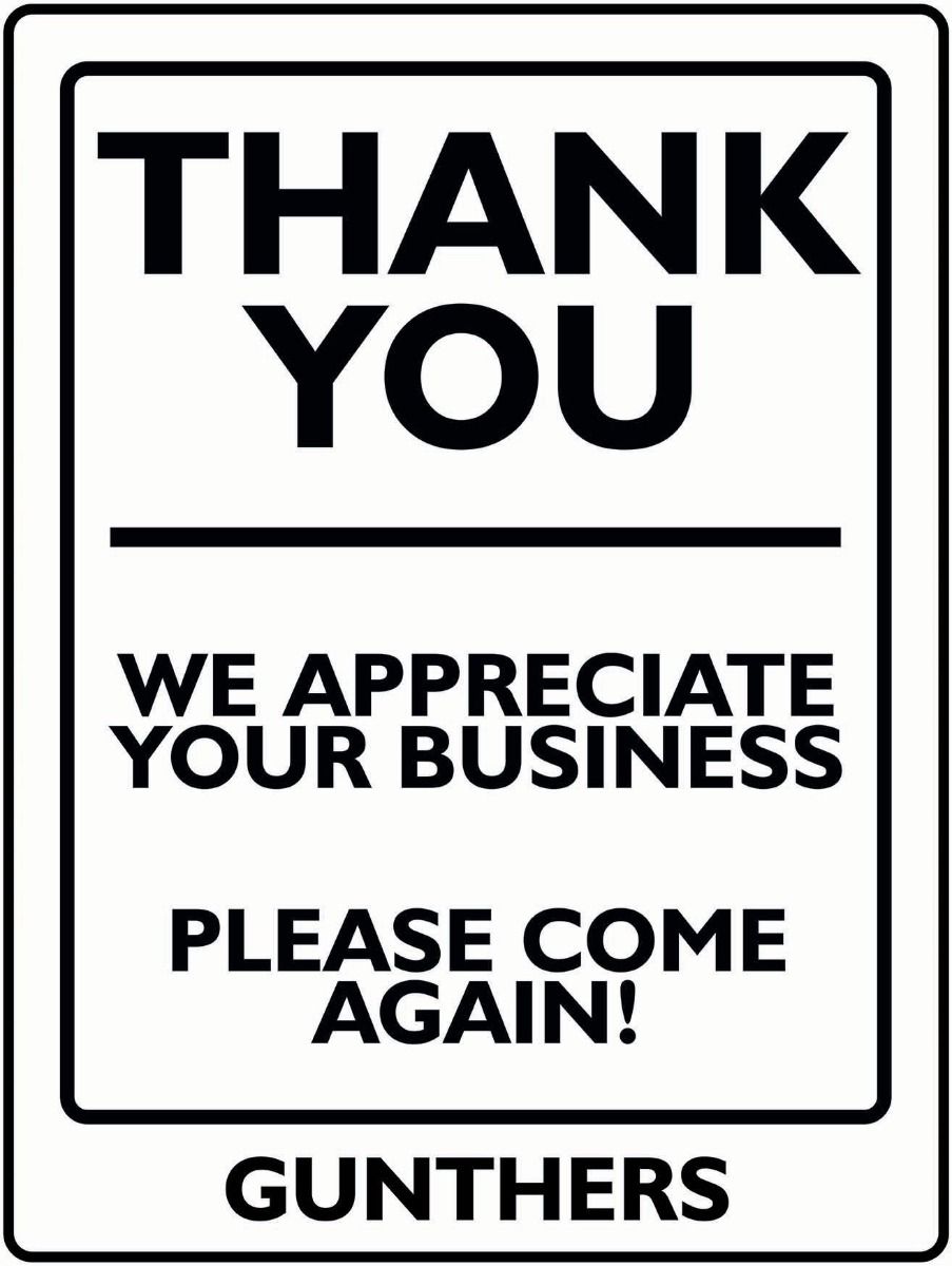 SVP060 - GUNTHERS THANK YOU SIGN