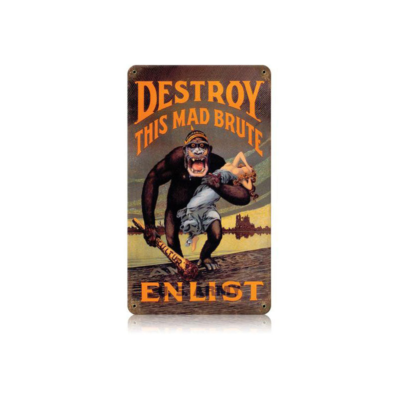 Destroy Kaiser Monkey Vintage Sign