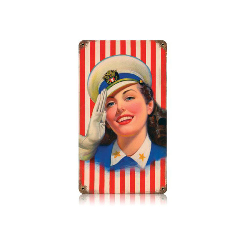 Salute Girl Vintage Sign