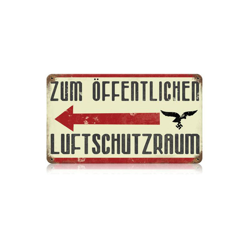 German Air Raid Vintage Sign