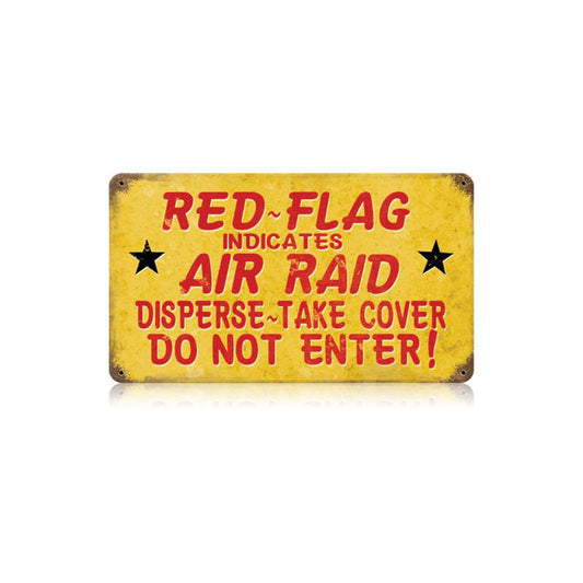 Red Flag Air Raid Vintage Sign