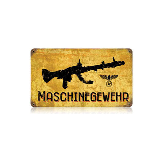 Machine Gun Vintage Sign