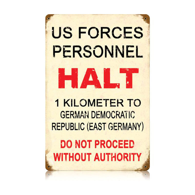 Us Forces Halt Vintage Sign