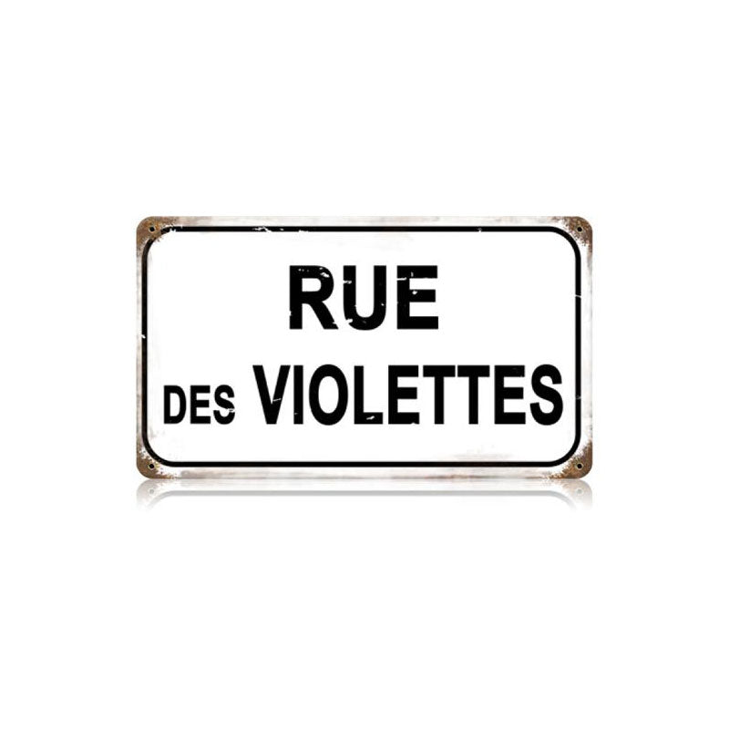 Rue Des Violettes Vintage Sign