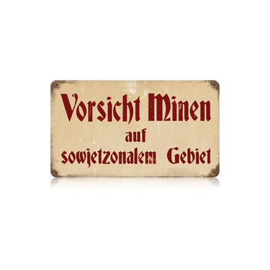 Vorsicht Minen Vintage Sign