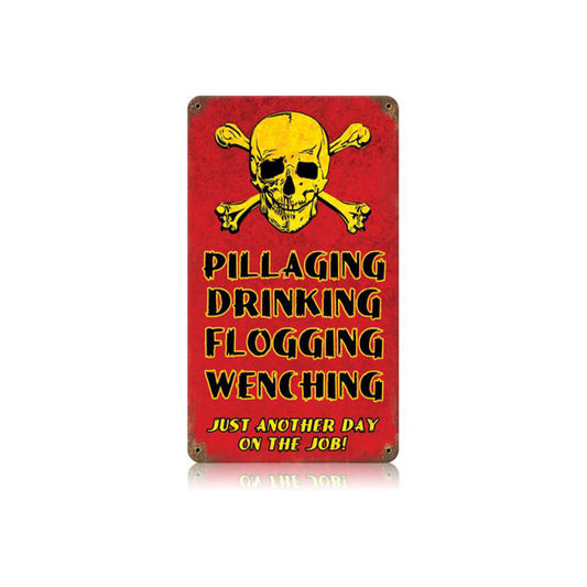 Pillaging Drinking Pirates Vintage Sign