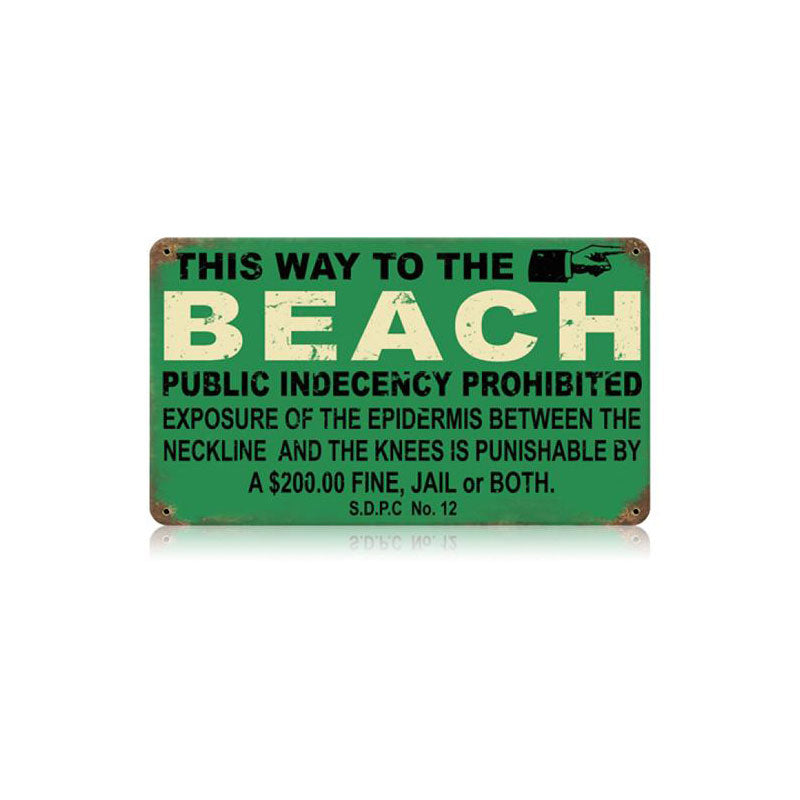 Beach Indecency Vintage Sign