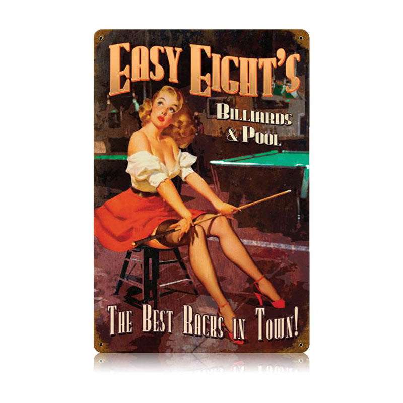 Easy Eights Pool Vintage Sign