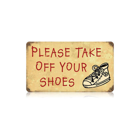 Take Off Your Shoes Vintage Sign