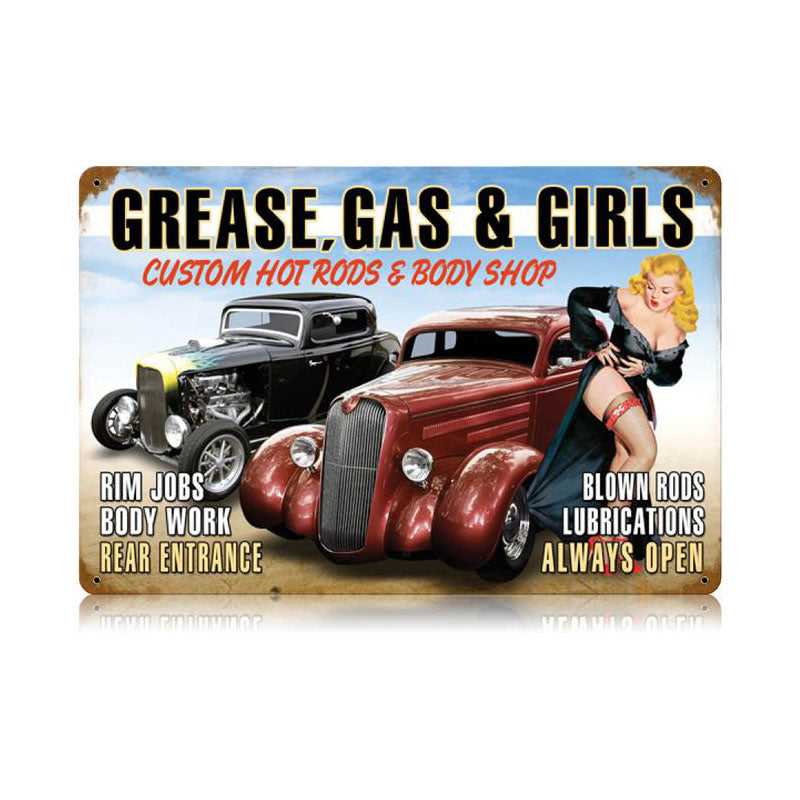 Grease Gas Girls Vintage Sign