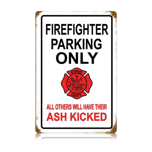 Firefighter Parking Vintage Sign