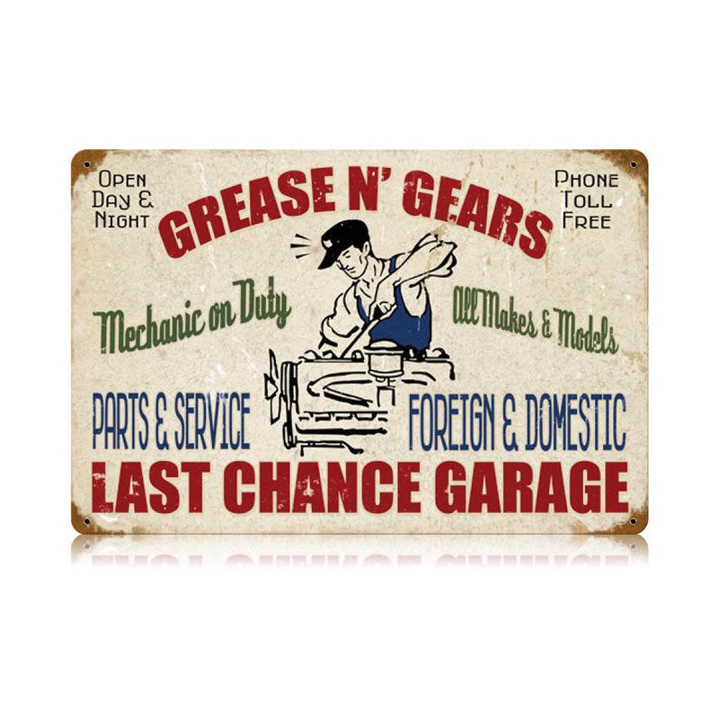 Grease Gears Garage Vintage Sign