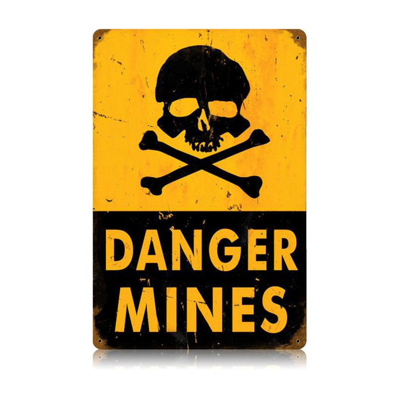 Danger Mines Vintage Sign