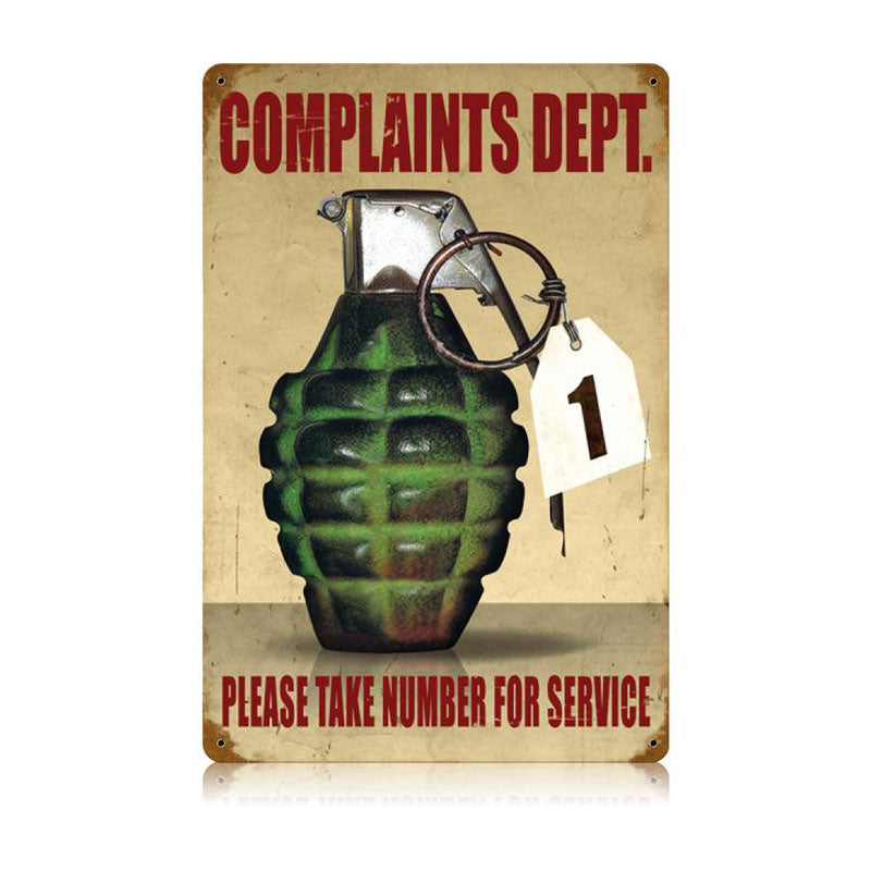 Complaints Dept. Vintage Sign