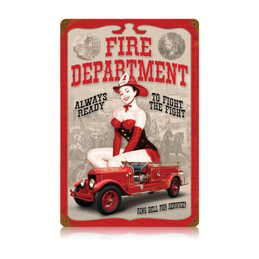 Fire Dept. Pin Up Vintage Sign