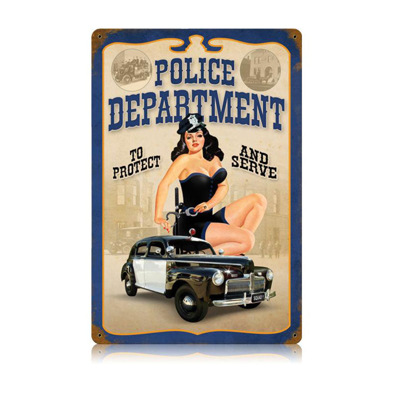 Police Pin Up Vintage Sign