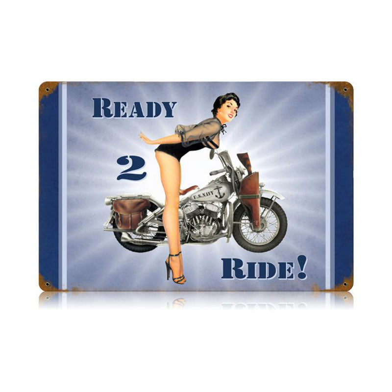Navy Ready 2 Ride Vintage Sign