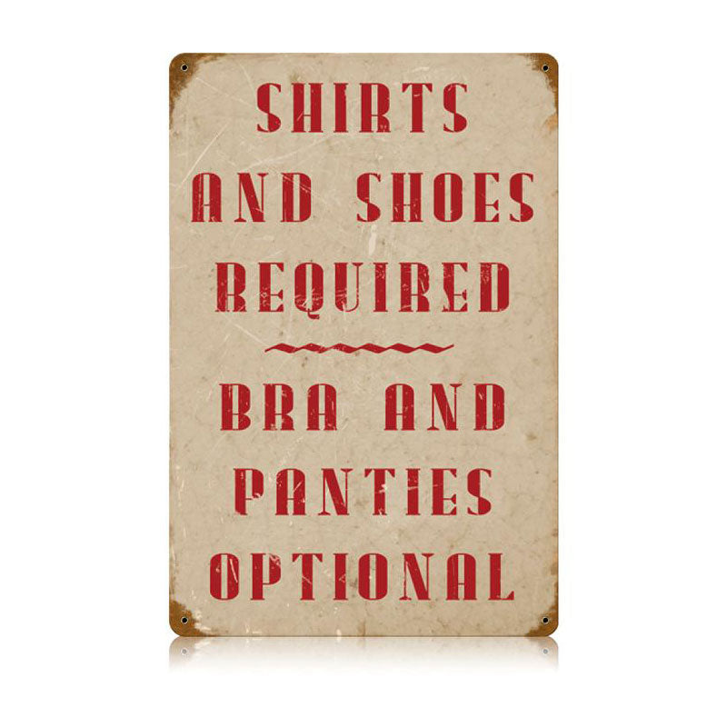 Shirts Required Vintage Sign