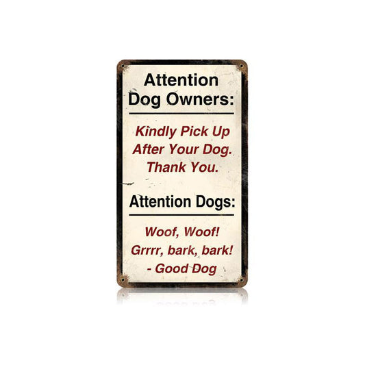 Attention Dogs Vintage Sign