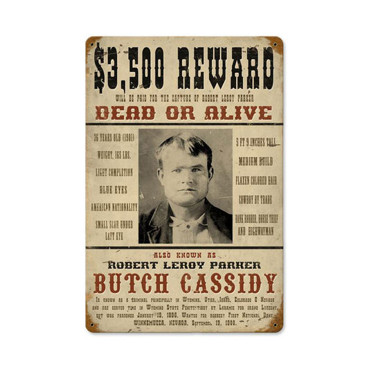 Wanted Butch Cassidy Vintage Sign