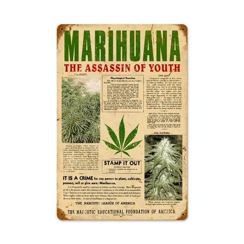 Marijuana Assassin Vintage Sign