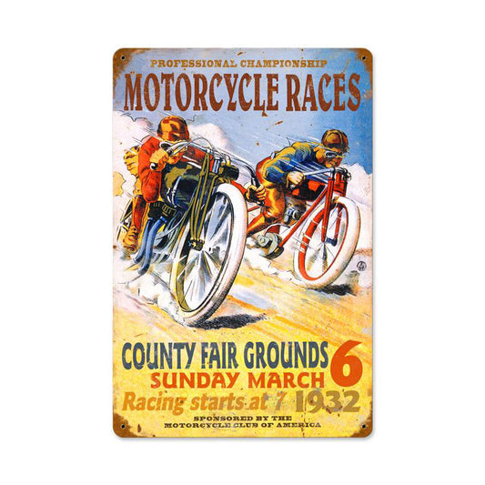 Motorcycle Races Vintage Sign