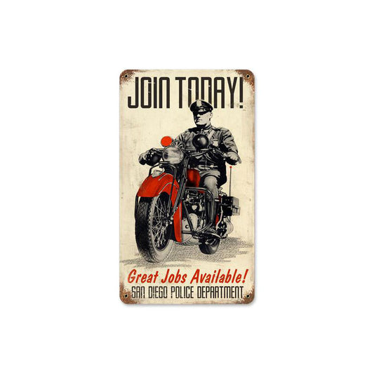 Police Motorcycle Vintage Sign