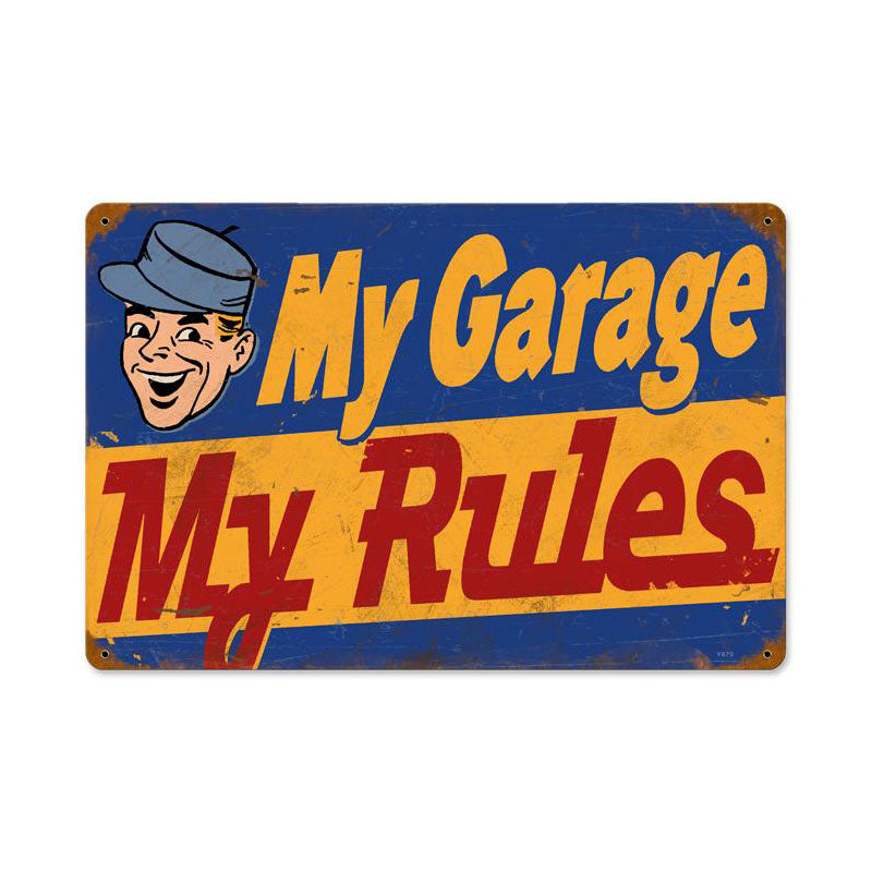 My Garage Rules Vintage Sign