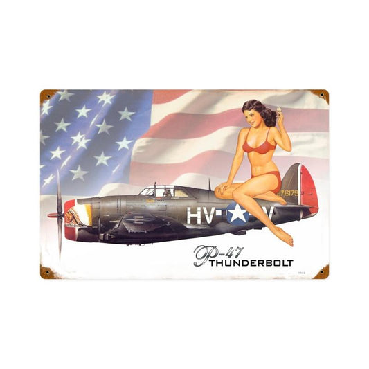 P47 Thunderbolt Pinup Girl Vintage Sign